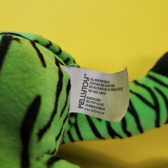 Kellytoy Bear Plush Smiling Toy  Stuffed Animal Green Black Tiger Stripe - Picture 6 of 8